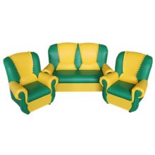 "Бусинка с рюшами" комплект детской мягкой мебели зелено-желтый