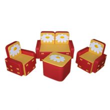 «Бантик с аппликацией» комплект детской мягкой мебели красно-желтый